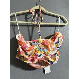 Roxy Island Hops Floral Halter Top Medium 100% Viscose Multicolor